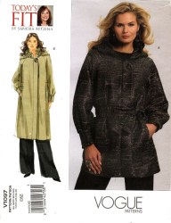 1091 Vogue Betzina Lined or Unlined Loose Hooded Zippy Coat Lengths, Belt Pattern Cut ABC, DEF, G